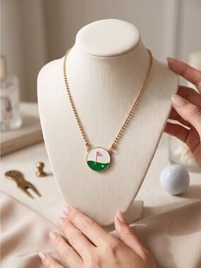 Canvas Style Golf Course Pendant Necklace NWT